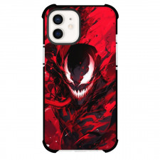 Marvel Venom Phone Case For iPhone And Samsung Galaxy Devices - Venom Vector Art Red Black Background Illustration