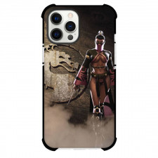 Mortal Kombat Mileena Phone Case For iPhone and Samsung Galaxy Devices - Mileena Illustration Mortal Kombat Logo Background