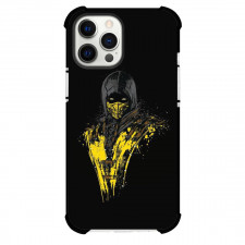 Mortal Kombat Scorpion Phone Case For iPhone and Samsung Galaxy Devices - Scorpion Watercolor Art Black Background