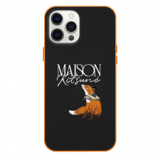 Maison Kitsune Phone Case For iPhone Samsung Galaxy Pixel OnePlus Vivo Xiaomi Asus Sony Motorola Nokia - Maison Kitsune Bandana Fox Minimalist Art On Black Background