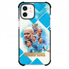 Manchester City F.C. Phone Case For iPhone Samsung Galaxy Pixel OnePlus Vivo Xiaomi Asus Sony Motorola Nokia - Manchester City Champions Poster Blue Block Background