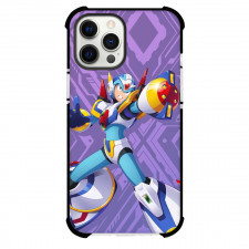 Mega Man Phone Case For iPhone And Samsung Galaxy Devices - Mega Man X Attacking Pose Purple Background