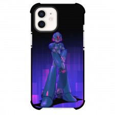 Mega Man Phone Case For iPhone And Samsung Galaxy Devices - Mega Man X Standing Pose Blue Violet Background
