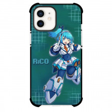 Mega Man Rico Phone Case For iPhone And Samsung Galaxy Devices - Rico Winking Pose Bluegreen Background