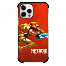 Metroid Samus Aran Case For iPhone Samsung Galaxy Pixel OnePlus Vivo Xiaomi Asus Sony Motorola Nokia - Samus Aran Running Orange Pattern Background