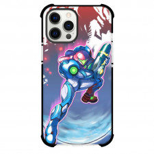 Metroid Samus Aran Case For iPhone Samsung Galaxy Pixel OnePlus Vivo Xiaomi Asus Sony Motorola Nokia - Samus Aran Silhouette Monsters Background