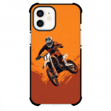 Motorbike Phone Case For iPhone Samsung Galaxy Pixel OnePlus Vivo Xiaomi Asus Sony Motorola Nokia - Motorbike Dirtbiker Jumping On Orange Background
