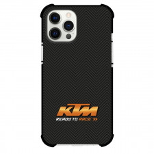 Motorbike KTM Phone Case For iPhone Samsung Galaxy Pixel OnePlus Vivo Xiaomi Asus Sony Motorola Nokia - Motorbike KTM Logo On Black Chevron Pixel Art Pattern Background