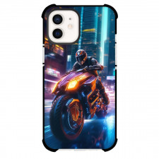 Motorbike Phone Case For iPhone Samsung Galaxy Pixel OnePlus Vivo Xiaomi Asus Sony Motorola Nokia - Motorbike Man Riding A Futuristic Motorbike In A Neon Street Digital Art