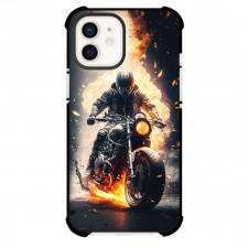 Motorbike Phone Case For iPhone Samsung Galaxy Pixel OnePlus Vivo Xiaomi Asus Sony Motorola Nokia - Motorbike A Man Riding A Scrambler On Fire Background