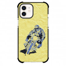 Motorbike Phone Case For iPhone Samsung Galaxy Pixel OnePlus Vivo Xiaomi Asus Sony Motorola Nokia - Motorbike Retro Rider On A Cafe Racer Illustration Art On Yellow Background