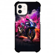 Motorbike Phone Case For iPhone Samsung Galaxy Pixel OnePlus Vivo Xiaomi Asus Sony Motorola Nokia - Motorbike Standing On Colorful Smoke Poster