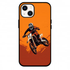 Motocross Phone Case For iPhone Samsung Galaxy Pixel OnePlus Vivo Xiaomi Asus Sony Motorola Nokia - Motocross Rider With Dirtbike Illustration Art On Orange Background