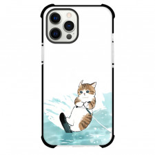 Mofusand Phone Case For iPhone Samsung Galaxy Pixel OnePlus Vivo Xiaomi Asus Sony Motorola Nokia - Cat Surfing Illustration
