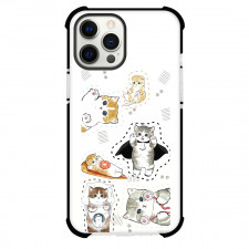 Mofusand Phone Case For iPhone Samsung Galaxy Pixel OnePlus Vivo Xiaomi Asus Sony Motorola Nokia - Characters Collage Line Pattern Art Background