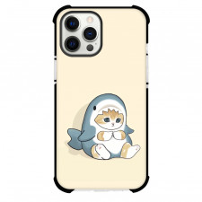 Mofusand Phone Case For iPhone Samsung Galaxy Pixel OnePlus Vivo Xiaomi Asus Sony Motorola Nokia - Shark Cat Portrait Yellow Background