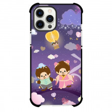 Monchhichi Phone Case For iPhone Samsung Galaxy Pixel OnePlus Vivo Xiaomi Asus Sony Motorola Nokia - Monchhichi Couple Dolls Enjoy on Sky Ride with Purple Background