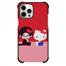 Monchhichi Phone Case For iPhone Samsung Galaxy Pixel OnePlus Vivo Xiaomi Asus Sony Motorola Nokia - Monchhichi Doll Sitting with Cute Kitty, Red and Check Background