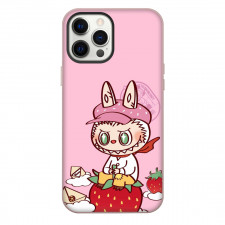 The Monsters Labubu Case For iPhone Samsung Galaxy Pixel OnePlus Vivo Xiaomi Asus Sony Motorola Nokia - The Monsters Labubu Sitting On Strawberry Portrait On Pink Background