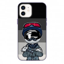 Murder Drones Khan Doorman Phone Case For iPhone Samsung Galaxy Pixel OnePlus Vivo Xiaomi Asus Sony Motorola Nokia - Khan Doorman Wear Helmet And Goggles Illustration Art On Gray Background