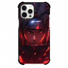 Naruto Phone Sasuke Case For iPhone And Samsung Galaxy Devices - Sasuke Portrait Red Flames Background