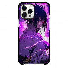 Naruto Phone Sasuke Case For iPhone And Samsung Galaxy Devices - Sasuke Side Portrait Violet Background