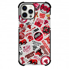 NBA Chicago Bulls Phone Case For iPhone and Samsung Galaxy Devices - Chicago Bulls Mania Sticker Collage Logos