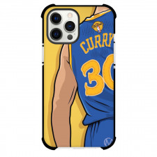 NBA Stephen Curry Phone Case For iPhone Samsung Galaxy Pixel OnePlus Vivo Xiaomi Asus Sony Motorola Nokia - Stephen Curry Back Portrait Jersey Illustration In Yellow Background