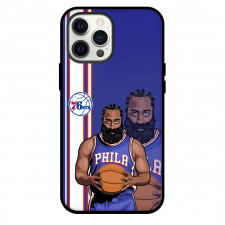 NBA James Harden Phone Case For iPhone and Samsung Galaxy Devices - James Harden Philadelphia 76ers 1 Holding Ball Vector Illustration