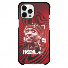 NBA Allen Iverson Phone Case For iPhone Samsung Galaxy Pixel OnePlus Vivo Xiaomi Asus Sony Motorola Nokia - Allen Iverson Dribble Portrait Name Poster In Red Stripe Background