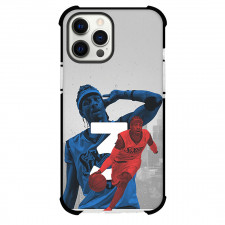 NBA Allen Iverson Phone Case For iPhone and Samsung Galaxy Devices - Allen Iverson Sixers 3 Dribbling Red Blue Poster