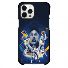 NBA Klay Thompson Phone Case For iPhone and Samsung Galaxy Devices - Klay Thompson Golden State Warriors 11 Portrait On Blue Graphic Art