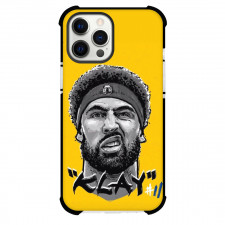 NBA Klay Thompson Phone Case For iPhone Samsung Galaxy Pixel OnePlus Vivo Xiaomi Asus Sony Motorola Nokia - Klay Thompson Smirk Portrait In Yellow Background