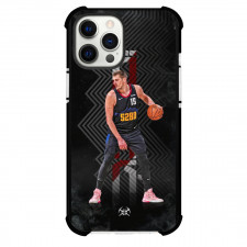 NBA Nikola Jokic Phone Case For iPhone Samsung Galaxy Pixel OnePlus Vivo Xiaomi Asus Sony Motorola Nokia - Nikola Jokic Dribble Portrait Poster In Black Background