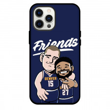 NBA Denver Nuggets Phone Case For iPhone and Samsung Galaxy Devices - Denver Nuggets Jamal Murry And Nikola Jokic Standing Cartoon Art