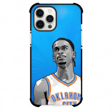 NBA Shai Gilgeous-Alexander Phone Case For iPhone Samsung Galaxy Pixel OnePlus Vivo Xiaomi Asus Sony Motorola Nokia - Shai Gilgeous-Alexander Gray Portrait Illustration In Blue Background