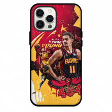 NBA Trae Young Phone Case For iPhone and Samsung Galaxy Devices - Trae Young Atlanta Hawks 11 Side Portrait On Graphic Art Poster