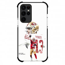 NFL Brock Purdy Phone Case For iPhone And Samsung Galaxy Devices - Brock Purdy San Francisco 49ers No13 Quarterback Portrait On White Background