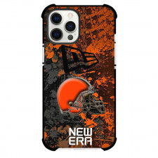 NFL Cleveland Browns Phone Case For iPhone and Samsung Galaxy Devices - Browns Helmet On Color Splash With Text NewEra