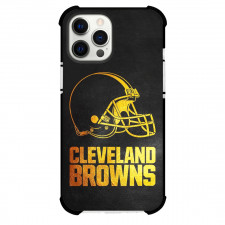 NFL Cleveland Browns Phone Case For iPhone and Samsung Galaxy Devices - Browns Helmet And Name On Black Background