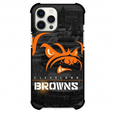NFL Cleveland Browns Phone Case For iPhone and Samsung Galaxy Devices - Browns Mastiff Dog Logo On Stadium Background With Name