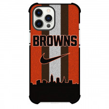 NFL Cleveland Browns Phone Case For iPhone and Samsung Galaxy Devices - Browns And Nike Logo On Red And Ash Background