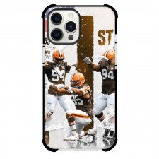 NFL Cleveland Browns Phone Case For iPhone and Samsung Galaxy Devices - Browns Players In Action With Text Number One In Defense