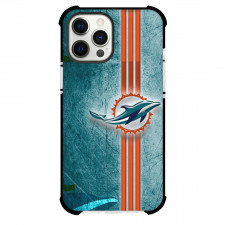 NFL Miami Dolphins Phone Case For iPhone and Samsung Galaxy Devices - Dolphins Logo With Three Orange Stripes On Teal Background