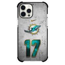 NFL Miami Dolphins Phone Case For iPhone and Samsung Galaxy Devices - Dolphins Logo And Number 17 With Nike Logo On Ash Background