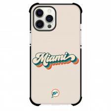 NFL Miami Dolphins Phone Case For iPhone and Samsung Galaxy Devices - Dolphins Logo And Text Miami On Beige Background