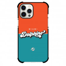 NFL Miami Dolphins Phone Case For iPhone and Samsung Galaxy Devices - Dolphins Name And Logo On Teal And Orange Background