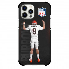 NFL Joe Burrow Phone Case For iPhone And Samsung Galaxy Devices - Joe Burrow 9 Cincinnati Bengals Standing Back On Dark Background