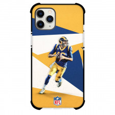 NFL Jared Goff Phone Case For iPhone Samsung Galaxy Pixel OnePlus Vivo Xiaomi Asus Sony Motorola Nokia - Jared Goff Detriot Lions Running On Yellow Blue Background