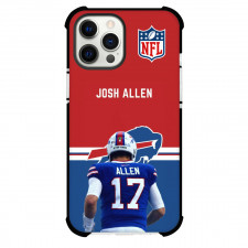 NFL Josh Allen Phone Case For iPhone And Samsung Galaxy Devices - Josh Allen 17 Buffalo Bills Running Back On Red Blue Background